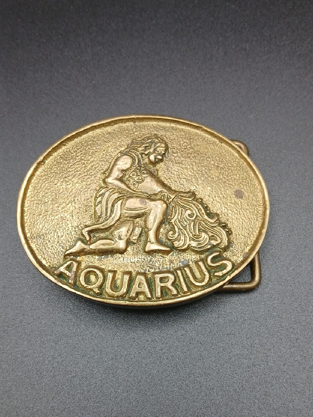 Aquarius Gold-Tone Zodiac Belt Buckle Vintage 1970s